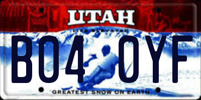 UT license plate B040YF