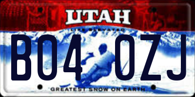 UT license plate B040ZJ