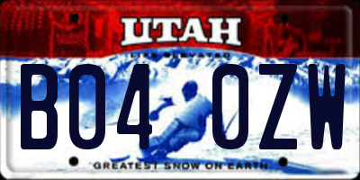 UT license plate B040ZW