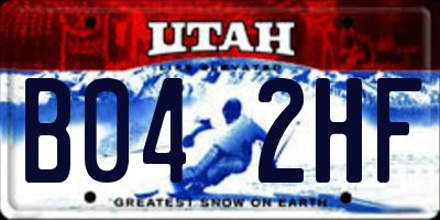 UT license plate B042HF