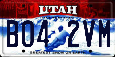 UT license plate B042VM