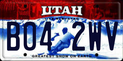 UT license plate B042WV
