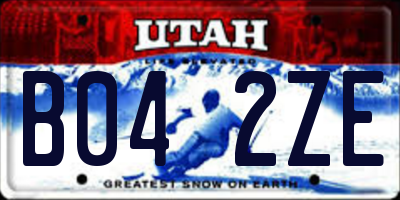 UT license plate B042ZE