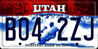 UT license plate B042ZJ
