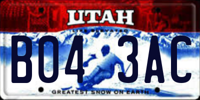 UT license plate B043AC