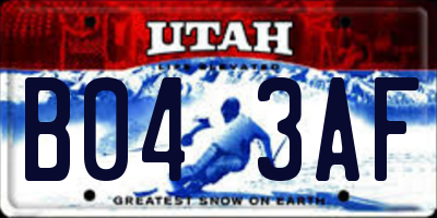 UT license plate B043AF