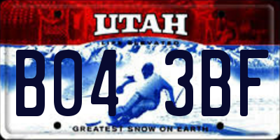 UT license plate B043BF