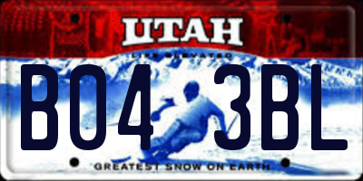 UT license plate B043BL