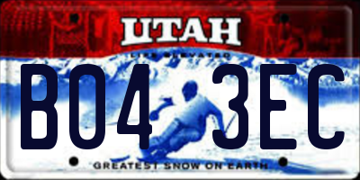 UT license plate B043EC