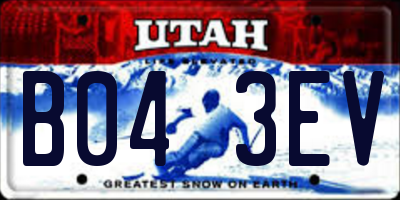 UT license plate B043EV