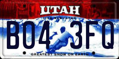 UT license plate B043FQ