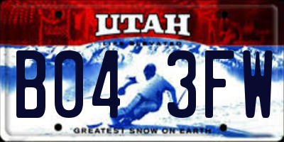 UT license plate B043FW