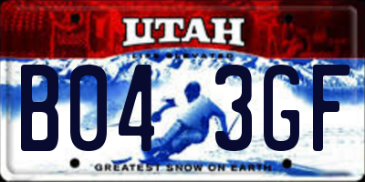 UT license plate B043GF