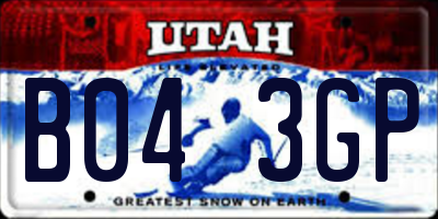 UT license plate B043GP