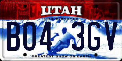 UT license plate B043GV