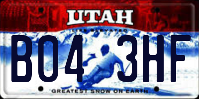 UT license plate B043HF