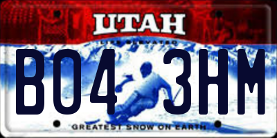UT license plate B043HM