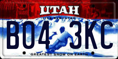 UT license plate B043KC