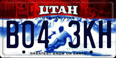 UT license plate B043KH
