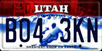 UT license plate B043KN