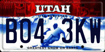 UT license plate B043KW