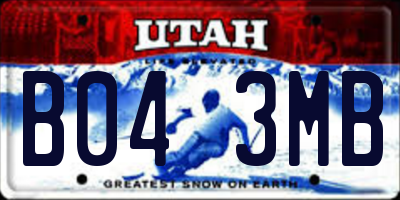 UT license plate B043MB