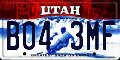 UT license plate B043MF