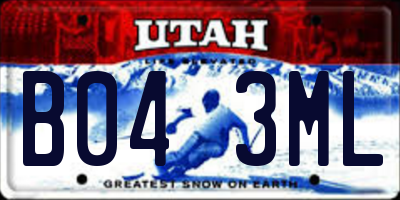 UT license plate B043ML