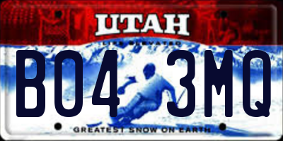 UT license plate B043MQ