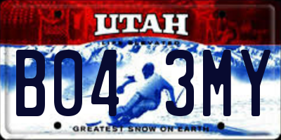 UT license plate B043MY