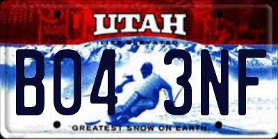 UT license plate B043NF