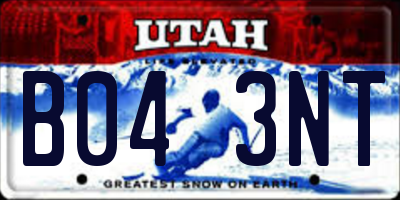 UT license plate B043NT