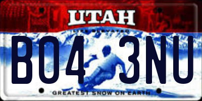 UT license plate B043NU
