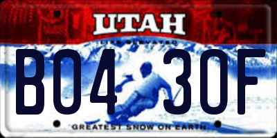 UT license plate B043OF