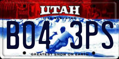 UT license plate B043PS