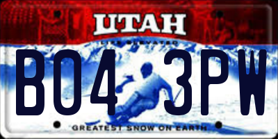 UT license plate B043PW
