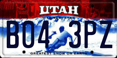 UT license plate B043PZ