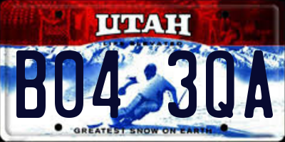 UT license plate B043QA