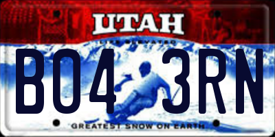 UT license plate B043RN