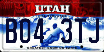 UT license plate B043TJ
