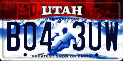UT license plate B043UW