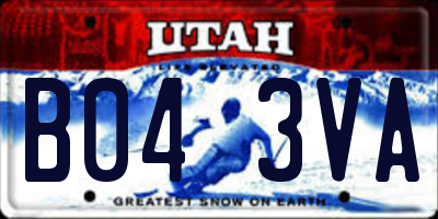 UT license plate B043VA