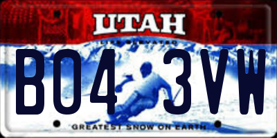 UT license plate B043VW