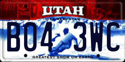 UT license plate B043WC
