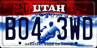 UT license plate B043WD