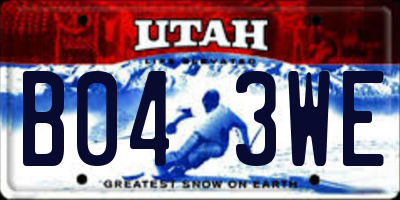UT license plate B043WE