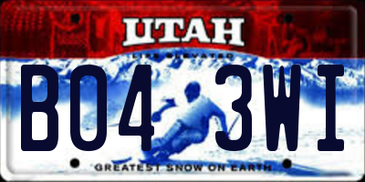UT license plate B043WI
