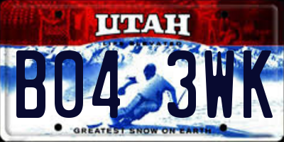UT license plate B043WK