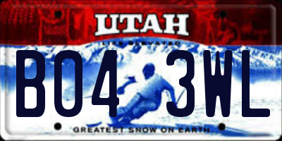 UT license plate B043WL