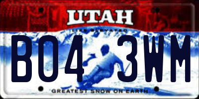 UT license plate B043WM